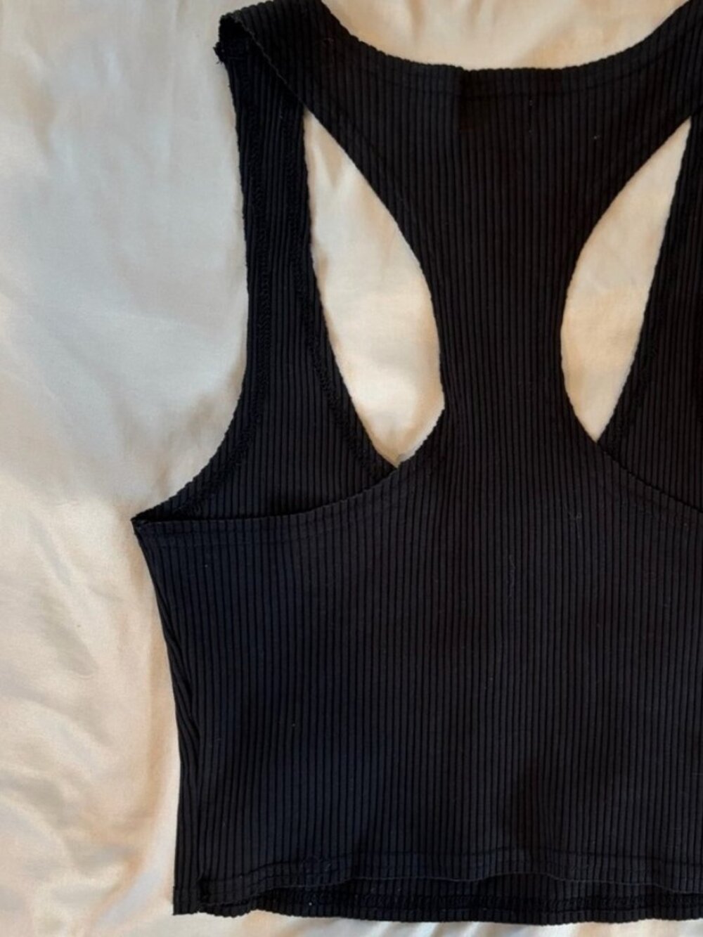 Black Ribbed Button-Front Racerback Crop Top - Picture 2 of 2